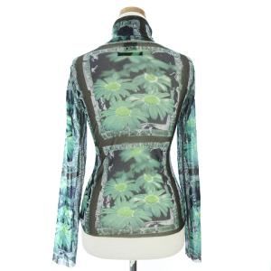 Jean Paul GAULTIER FEMME カットソー 長袖 タートル 花柄 フラワー 緑 グリーン 黒 ブラック 