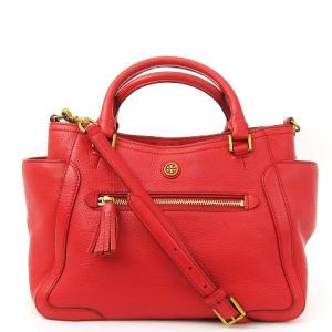 ハンド ショルダー バッグ 2WAY ロゴ レザー 赤 レッド 鞄 SM