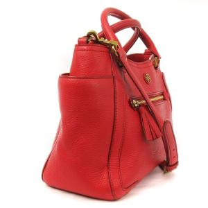 TORY BURCH ハンド ショルダー バッグ 2WAY ロゴ レザー 赤 レッド 鞄 SM