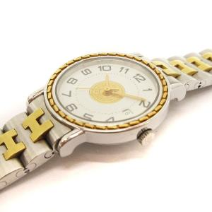 HERMES セリエ 腕時計 クオーツ デイト Hロゴ 文字盤白