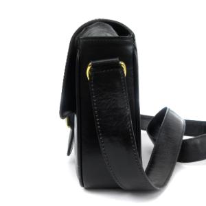 CELINE ヴィンテージ マカダム ショルダーバッグ フラップ レザー ブラック SM