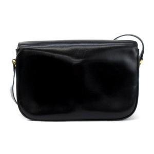 CELINE ヴィンテージ マカダム ショルダーバッグ フラップ レザー ブラック SM