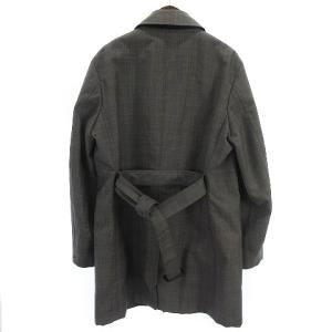 BARNEYS NEW YORK ステンカラーコート ライナー付き ベルト チェック ウール グレー 52 アウター