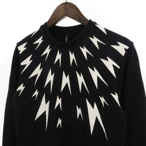 Neil Barrett サンダーボルト スウェット トレーナー プリント コットン 黒 ブラック 白 ホワイト XS