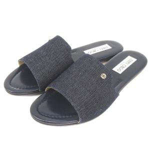 LONDON サンダル デニム フラット 38 インディゴブルー