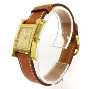 HERMES Hウォッチ HH1.201 腕時計 クォーツ 替えベルト付き P O刻印 ブラウン