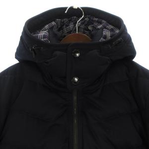 BLACK LABEL CRESTBRIDGE ダウンジャケット フード ロゴ 刺繍 裏地チェック 51F18-217-28 ネイビー M SM