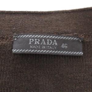 PRADA Vネックリブニットカーディガン 46 ブラウン