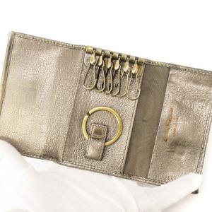 Salvatore Ferragamo キーケース ガンチーニ 6連 リザード調 レザー ガンメタ シルバー系