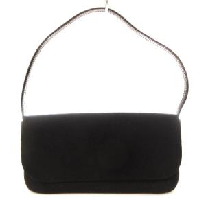 パーティーバッグ 裏地レオパード柄 フラップ フェルトウール ブラック