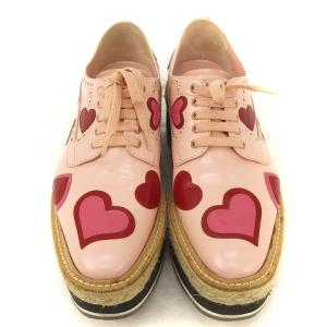 PRADA 17SS ハート シューズ レースアップ ブローグ 厚底 レザー ピンク 37