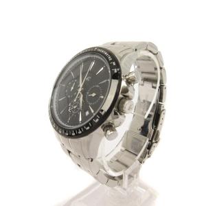 4℃ 腕時計 クロノグラフ デイト クオーツ 黒文字盤 3針 ステンレス ベルト シルバー ブラック