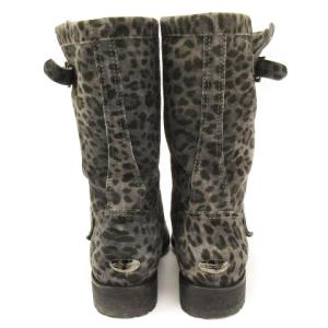 JIMMY CHOO 247BIKER バイカー ブーツ レオパード柄 スエード ローヒール グレー系 37