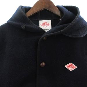 DANTON ウールモッサ パーカー フーディジャケット ロゴ 無地 ウール ネイビー