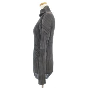 PLEATS PLEASE ISSEY MIYAKE カットソー 長袖 プリーツ ハイネック 3 SM グレー