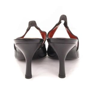 Salvatore Ferragamo ミュールパンプス ポインテッドトゥ バックストラップ ステッチ レザー 6 ブラック