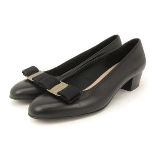 パンプス ラウンドトゥ ヴァラリボン レザー 黒 6