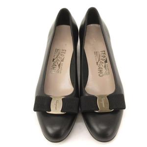 Salvatore Ferragamo パンプス ラウンドトゥ ヴァラリボン レザー 黒 6