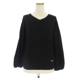 Vネッククレストブリッジチェックニット ブラック