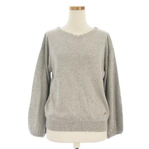 Vネッククレストブリッジチェックニット グレー