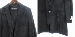 DOLCE&GABBANA テーラードジャケット ゴートスキン メタルボタン 48 黒