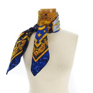 HERMES カレ90 CARPE DIEM 今日一日を楽しむ 月 太陽 シルク 青