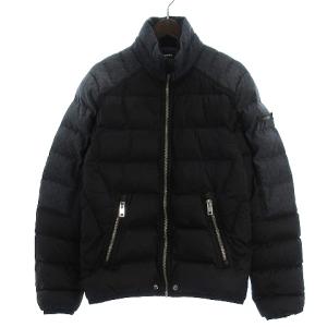 中綿ジャケット デニム 切替 ナイロン ロゴ ブラック