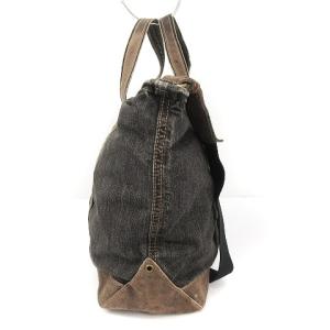 YVES SAINT LAURENT rive gauche デニム トートバッグ 2way レザー ロゴ グレー