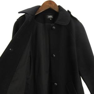 A.P.C. コート 中綿 長袖 無地 ウール ナイロン混 くるみボタン 紺 ネイビー XS アウター SMV