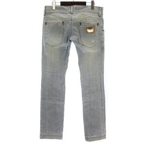 DOLCE&GABBANA 10 GOLD デニムパンツ ジーンズ ダメージ加工 ロゴプレート46 ライトブルー 