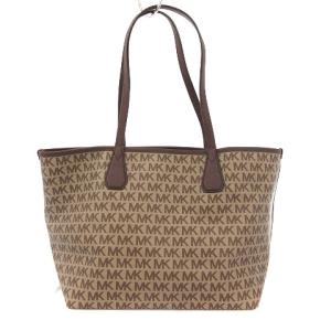 MICHAEL KORS リバーシブルフェイクレザーロゴトートバッグ ブラウン