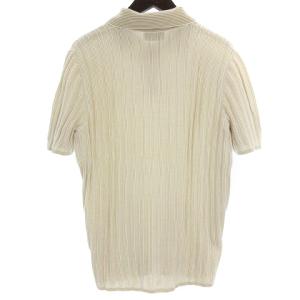 HERMES ニットポロシャツ 半袖 ストライプ ベージュ