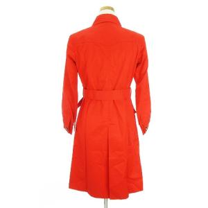 YVES SAINT LAURENT ヴィンテージ トレンチコート ひざ丈 ベルト 無地 胸ポケット コットン 赤 レッド 95-9 SMV