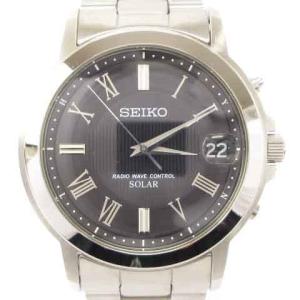 SEIKO SPIRIT 7B52-0AG0 腕時計 電波 ソーラー アナログ ラウンド シルバー ブラック系