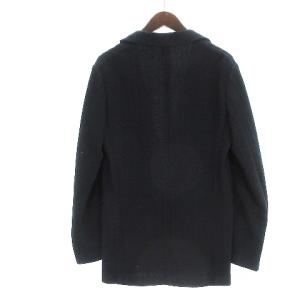 ARMANI COLLEZIONI ニット テーラードジャケット 2B ヘリンボーン コットン ウール ネイビー 46