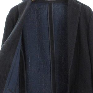 ARMANI COLLEZIONI ニット テーラードジャケット 2B ヘリンボーン コットン ウール ネイビー 46