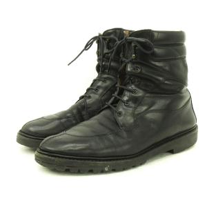 レースアップ ブーツ ワーク Uチップ レザー ブラック