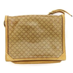 CELINE M04 ヴィンテージ マカダム柄 サコッシュバッグ ショルダー レザー PVC ベージュ AA SMV