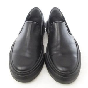 ATTACHMENT AA12-203 COW LEATHER SLIP-ON SNEAKERS 43 ブラック