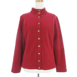 20年製 スウェット カーディガン 長袖 スタンドカラー スナップボタン メタルボタン 裏起毛 1 赤 レッド SMV