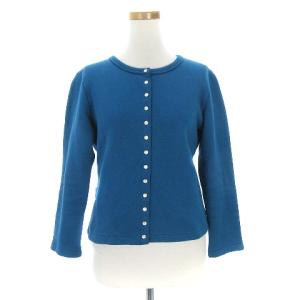 スウェットカーディガン ボタンフロント 裏起毛 青緑