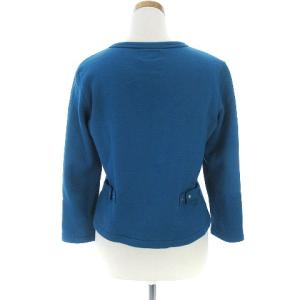 agnes b. スウェットカーディガン ボタンフロント 裏起毛 青緑
