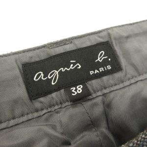 agnes b. ワイドパンツ ジッパーフライ ウール混 シルク混 無地 ミックス グレー 38