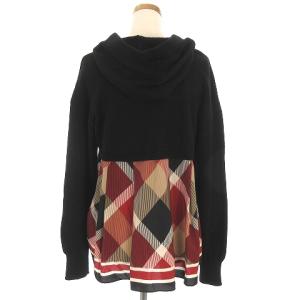 BLUE LABEL CRESTBRIDGE 19AW プルオーバーチェックニットパーカー 38 ブラック