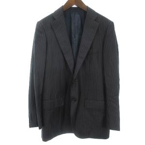 TOMORROWLAND セットアップ 上下 スーツ ロロピアーナ ジャケット センターベント スラックス パンツ シルク混 ストライプ 黒 ブラック