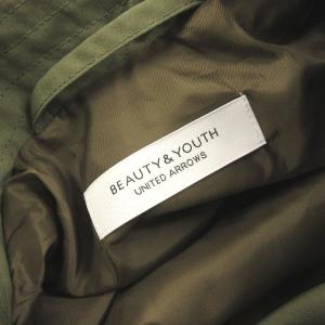 BEAUTY&YOUTH UNITED ARROWS 美品 フード ブルゾン ジャケット ジップアップ コットン混 無地 1225-133-8987 カーキ L アウター SMV