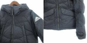 adidas ビッグバッフル ダウンジャケット フーディ 黒 M