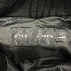 RALPH LAUREN 美品 ダウンベスト フード付 ジップアップ ナイロン ラムレザー ブラック S SMV