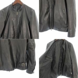 EDIFICE 20SS シープレザーライダース ジャケット シングル 黒 44