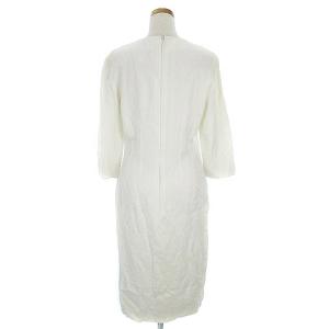 CELINE ワンピース ミモレ 7分袖 スクエアネック 刺繍 ホワイト 白 38 SMV